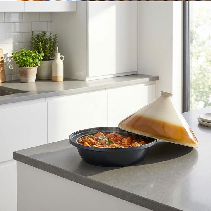 Actual product image alpina Tajine pan Induction (Tajine pot, Cast iron, Ceramic, 30 x 25 cm)