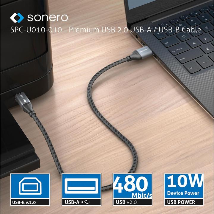 Produktbild Sonero USB A – USB B (5 m, USB 2.0)