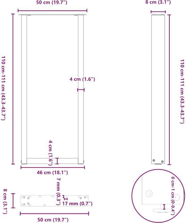 Actual product image vidaXL Bartischbein