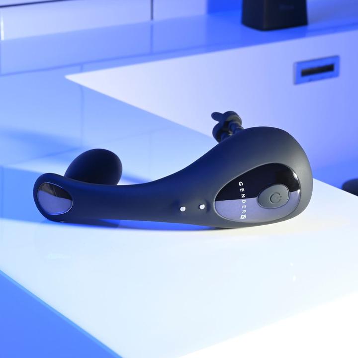 Actual product image Gender X Back It Up Vibrating Plug and Cockring - Black