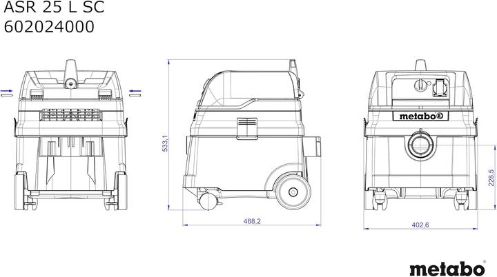 Nährwerte und Zutaten Metabo Asr 25 L Sc (Nass-Trockensauger)