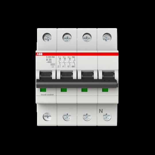 Produktbild ABB S203-B25NA Sicherungsautomat B-Char.,6kA,25A,3P,+NA