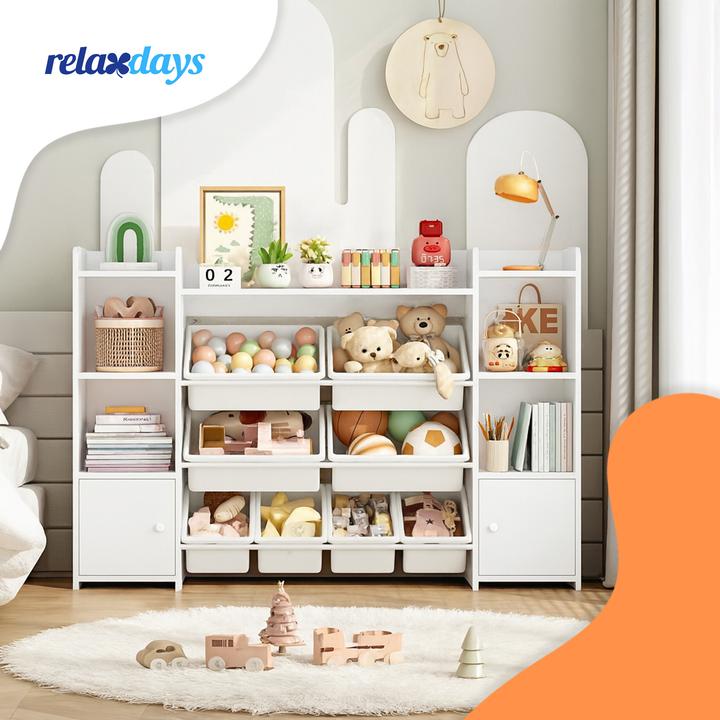 Actual product image Relaxdays - Kinderregal gross mit Boxen, Weiss, 94 x 139 x 30 cm