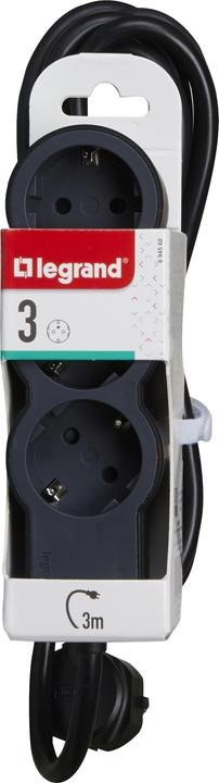 Actual product image Legrand Flat socket strip 3x socket, 3 metre cable Black 694560 (3 x, CEE 32/5, 3 m)