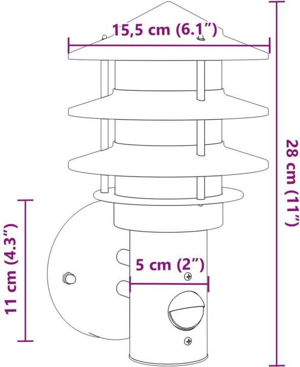 Image du produit vidaXL Aussenwandleuchte (E27, IP44)