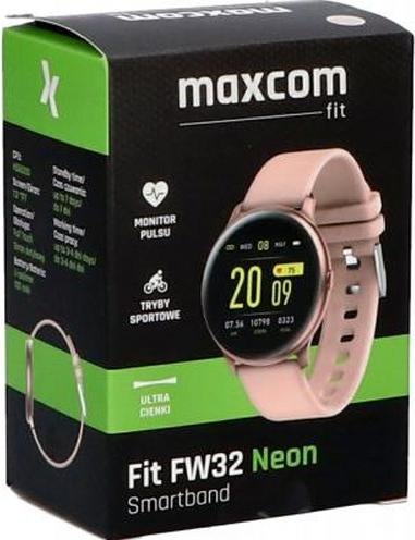 Actual product image Maxcom Fit FW32 Neon, Earbud color with pink silicone strap (47 mm)