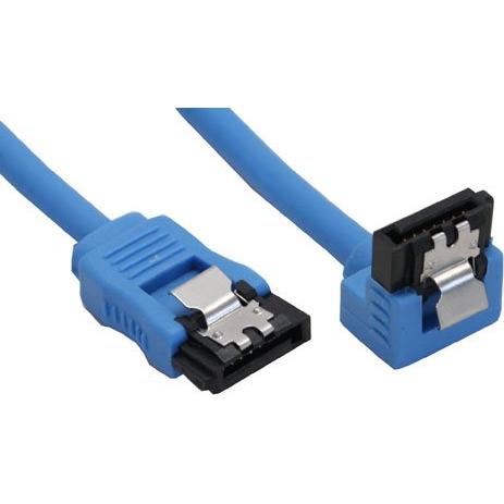 Aquatuning SATA Anschlusskabel 50cm abgewinkelt Blau, mit Sicherheitsla, Interne Kabel (PC)