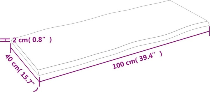 Actual product image VidaXL Tischplatte 100x40x2 cm Massivholz Eiche Behandelt (100 x 40 x 2 cm)