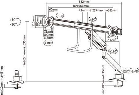 Immagine prodotto Neomounts NM-D775DXBLACK (Tavolo, 32", 8 kg)