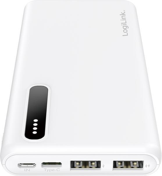 Produktbild LogiLink Powerbank 8000 mAh, 2x USB-A, 2-in-1 Kabel, weiss (8000 mAh, 12 W, 29.60 Wh)