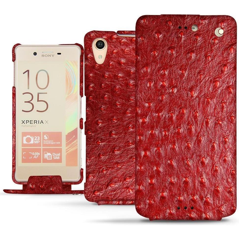 Noreve Lederschutzhülle vertikal (Sony Xperia X Performance), Smartphone Hülle, Rot