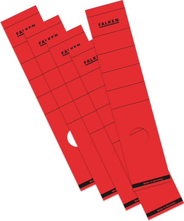 Produktbild Falken Ordnerrückenetikett breit/lang 60 x 290 mm (B x H) mit Griffloch rot 10 Etik./Pack.