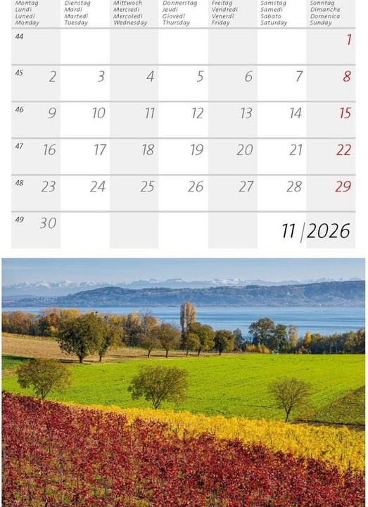 Produktbild Kleiner Schweizer Kalender 2026 (Harter Einband, Deutsch, Französisch, Italienisch)