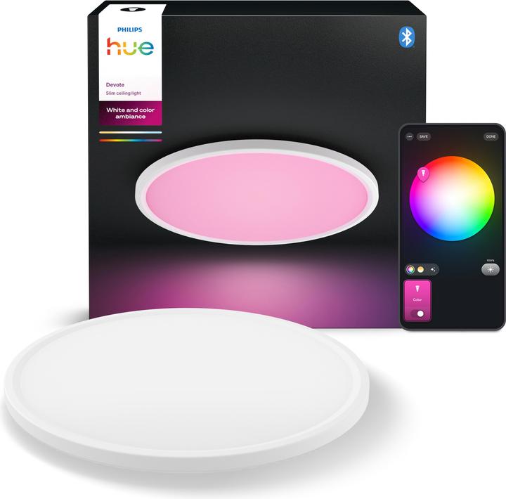 Philips Panneau LED mince lumière blanche et colorée, intérieur, plafond, salon, cuisine, couloir (2900 lm)