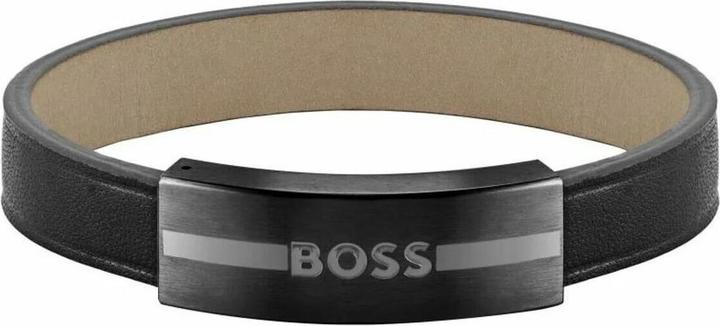 Immagine prodotto Hugo Boss Bracciale moda in pelle nera 1580490 - Lunghezza: 19 cm (19 cm, Cuoio)
