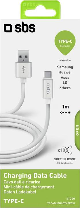 Actual product image SBS Polo Collection Type-C data cable and charger (1 m, USB 2.0)