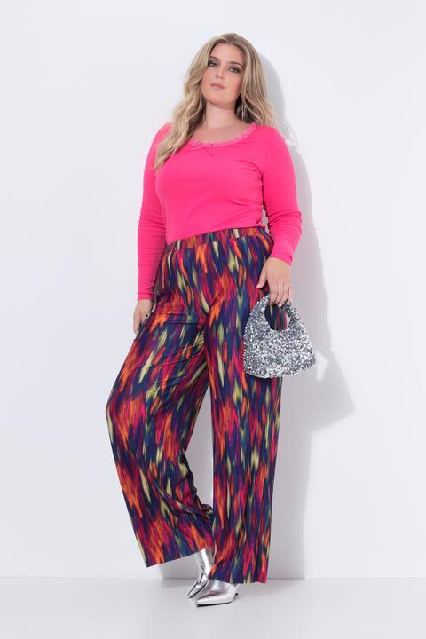 Image du produit Miamoda Pantalon plissé. Jambe droite et large. Motif coloré (52)