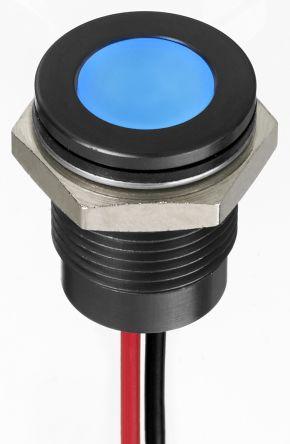 Produktbild RS PRO 14mm flush IP67 sealed black LED,blu 12V