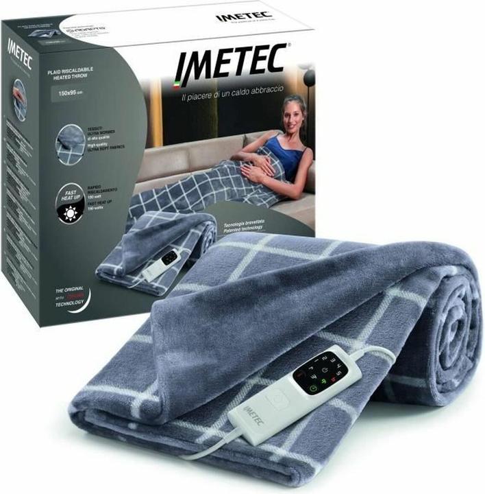 Produktbild Imetec 16775 Heizdecke/Kissen 150 W Grau, Weiss Samt (95 x 150 cm)