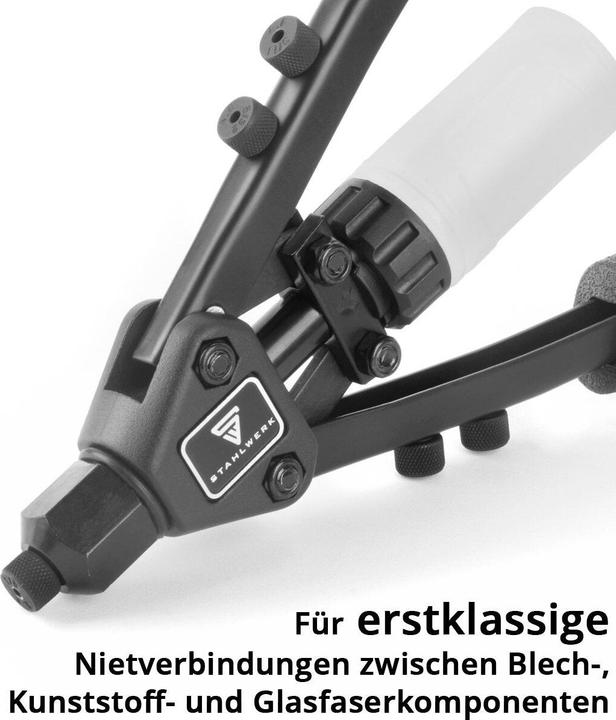 Produktbild Stahlwerk Nietzangen Set Blindnietzange Hebelnietzange Popnietzange + 500 Nieten (275 mm)
