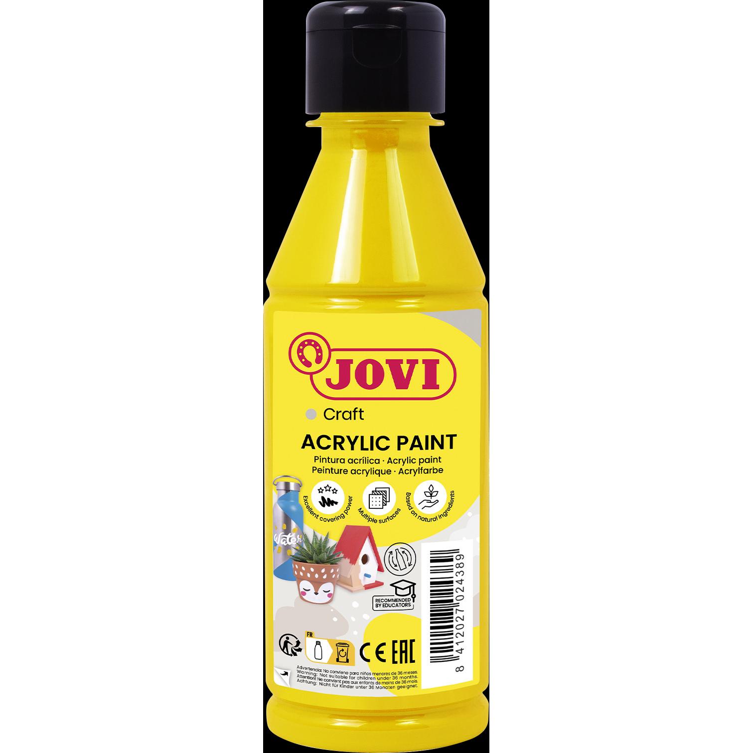 Jovi, Künstlerfarbe + Bastelfarbe, Acrylfarbe Jovidecor gelb 250ml Flasche (Gelb, 250 ml)