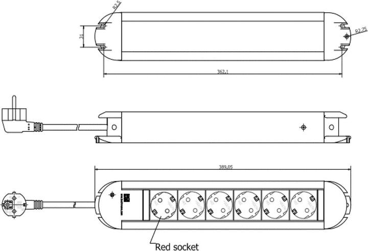 Produktbild Bachmann Steckdosenleiste PRIMO CLASSIC ALU, EDV (6x, CEE 7/3, 1.75 m)