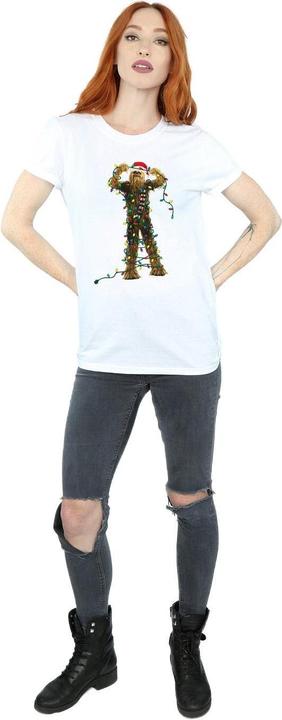 Actual product image Star Wars Womens/Ladies Chewbacca Christmas Lights Cotton Boyfriend T-Shirt (XXL)