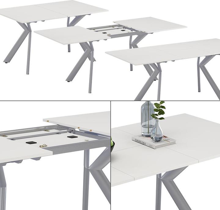 Produktbild Vicco Esstisch Trill, Weiss/Grau, 140 x 90 cm ausziehbar (140 x 76 x 90 cm)