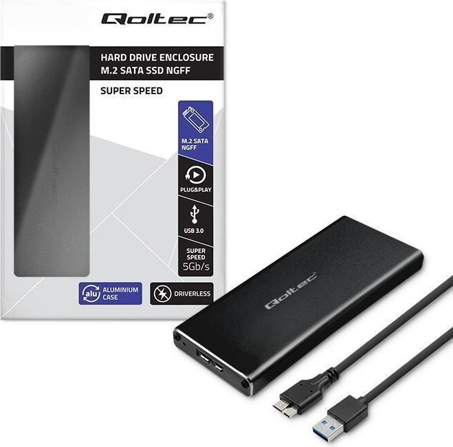 Actual product image Qoltec 51854 Hard drive Enclosure M.2 SATA SSD NGFF USB 3.0 (M.2)