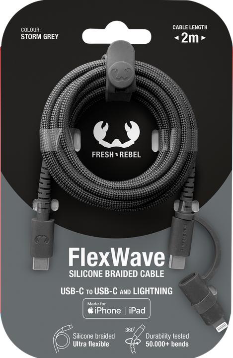 Actual product image Fresh'N Rebel Fresh 'n Rebel USB-C Combo Cable Grey (2 m, 60 W)