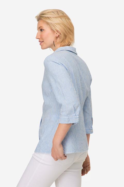 Immagine prodotto Laurasøn Bluse, Leinenmix, Streifen, Hemdkragen, 3/4-Ärmel (L)