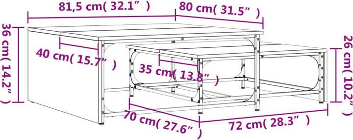 Image du produit vidaXL Satztisch (80 x 81.50 x 36 cm)