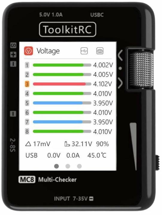 Actual product image Toolkitrc Rechargeable MC8 multitool with USB charging function