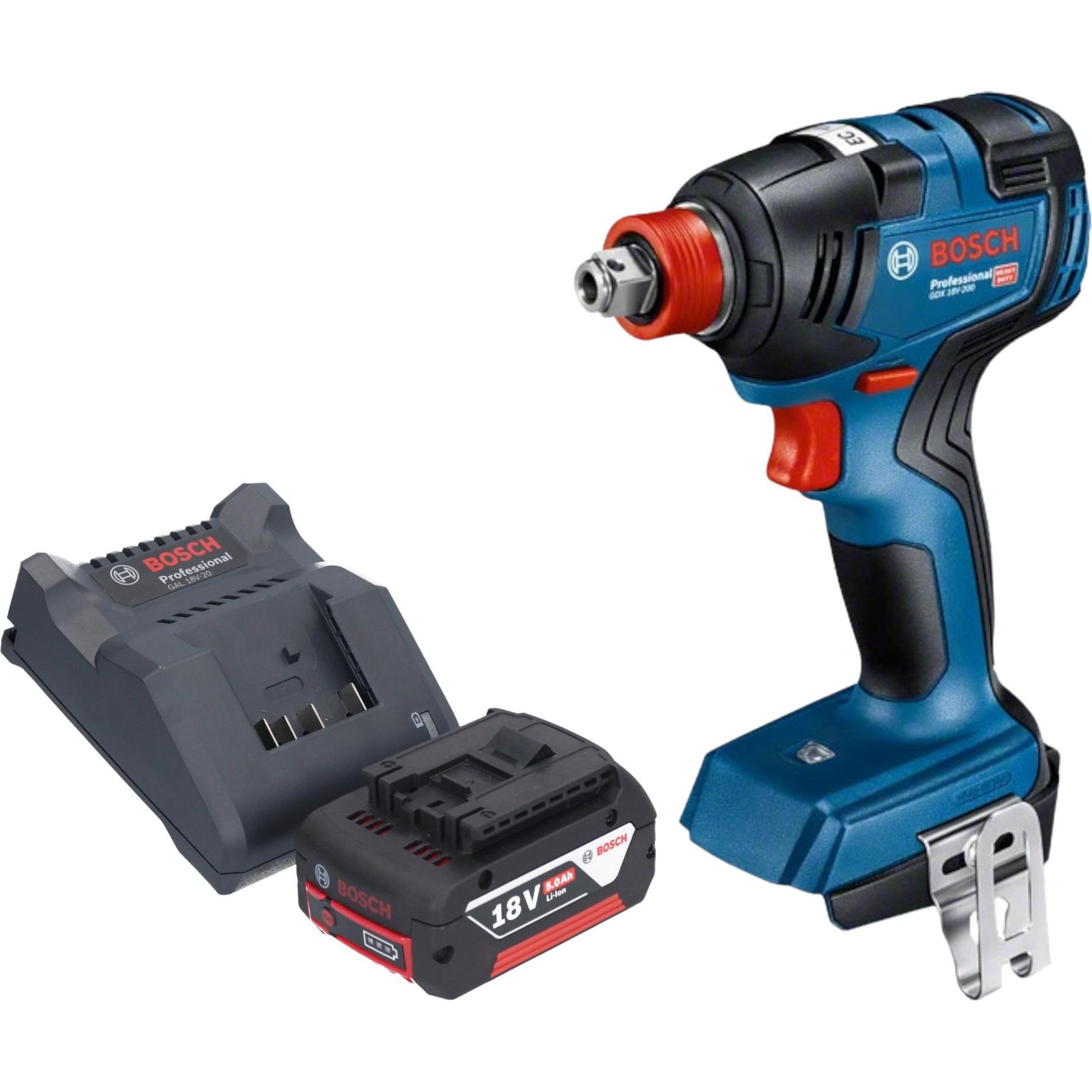 Bosch Professional, Bohrmaschine + Akkuschrauber, Bosch GDX 18V-200 Professional Akku Drehschlagschrauber 18 V 200 Nm Br...