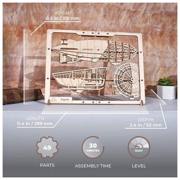 Actual product image Ugears 70208 Zeppelin 2.5D Puzzle