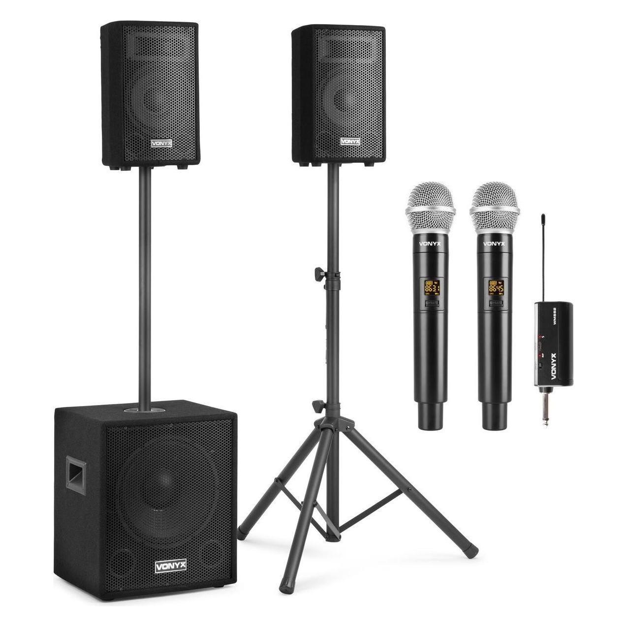 Vonyx Karaoke Set Voor Volwassenen - Pro Karaokeset Met Microfoons, Speakers En (Passiv), Pa Lautsprecher, Schwarz