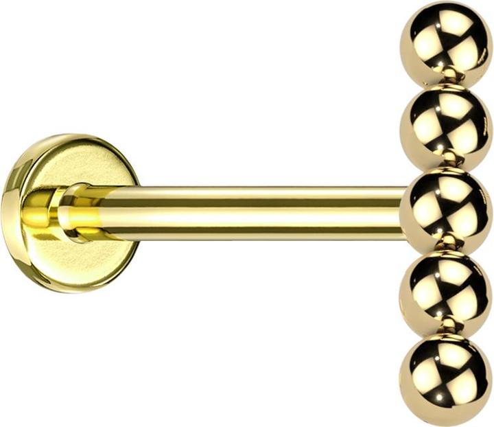 Immagine prodotto Star Piercing Micro Labret con filettatura interna e sfere a barra placcate in oro (senza ottone, Titanio)