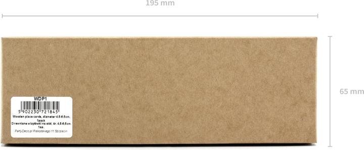 Produktbild Partydeco Tischkarte Holzscheibe Ø 4.5-6.5 cm, H: 1 cm, 6 Stück, braun