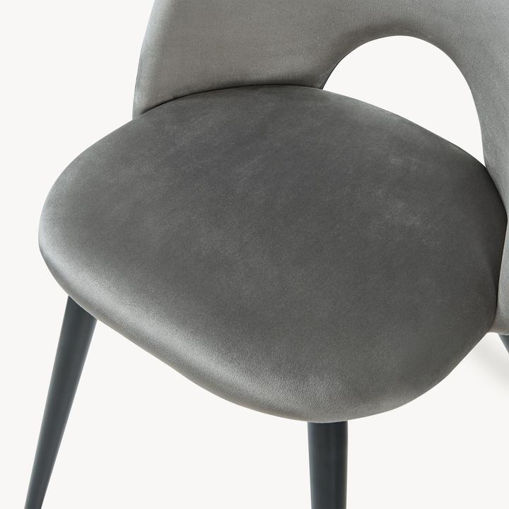 Image du produit En.Casa Esszimmerstuhl Karijoki 6er Set Samt Grau/Schwarz