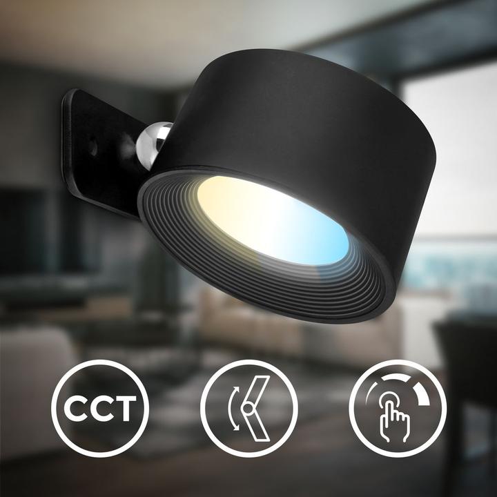 Produktbild B.K.Licht Magnetische Akku LED Wandleuchte, schwarz (150 lm)