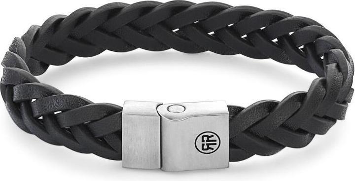 Immagine prodotto Rebel Rose - Bracciale in pelle nera intrecciata nera opaca RR-M0025-S - Dimensioni: 17,5 cm - M (17.50 cm, Nero)