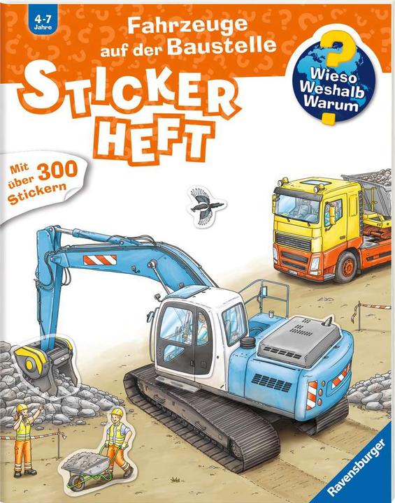 Actual product image Ravensburger Why? Why? Why? Sticker book: Vehicles on the construction site