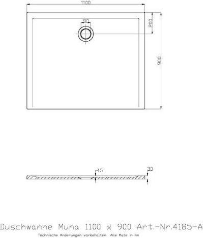 Image du produit Hoesch Receveur de douche en fonte minérale MUNA 1100 x 900 x 30 mm blanc