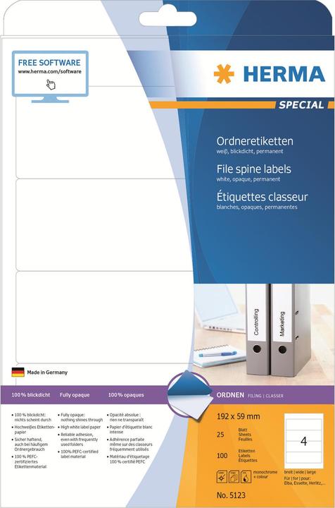 Produktbild HERMA Ordneretiketten A4