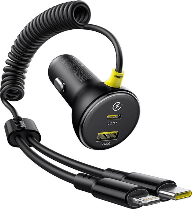 Image du produit Baseus Chargeur de voiture circulaire en plastique (U+C) + câble (C&L) 60W Cosmic Black