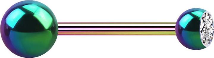 Image du produit Star Piercing Micro Barbell coloré avec boule et boules de cristal argenté (sans laiton, Acier chirurgical 316L)