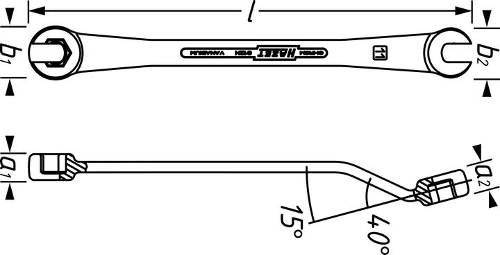 Actual product image HAZET Brake line spanner (open) 612N-11 - external hexagon profile - spanner white (11 mm)