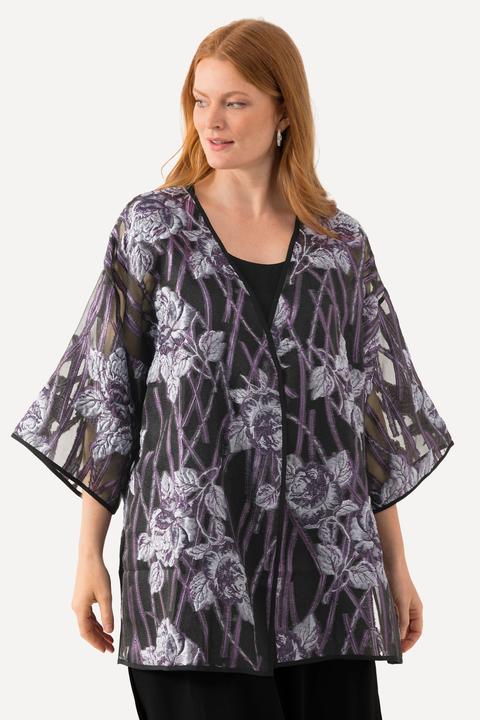 Produktbild Ulla Popken Blusenjacke, florales Design, V-Ausschnitt, 3/4-Arm (50, 52)
