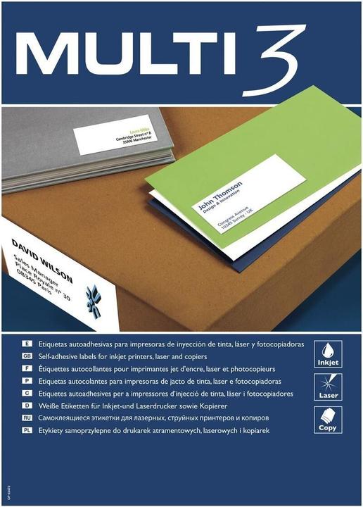 Actual product image Multi Printer labels 3 White straight 100 sheets 175 x 135 mm