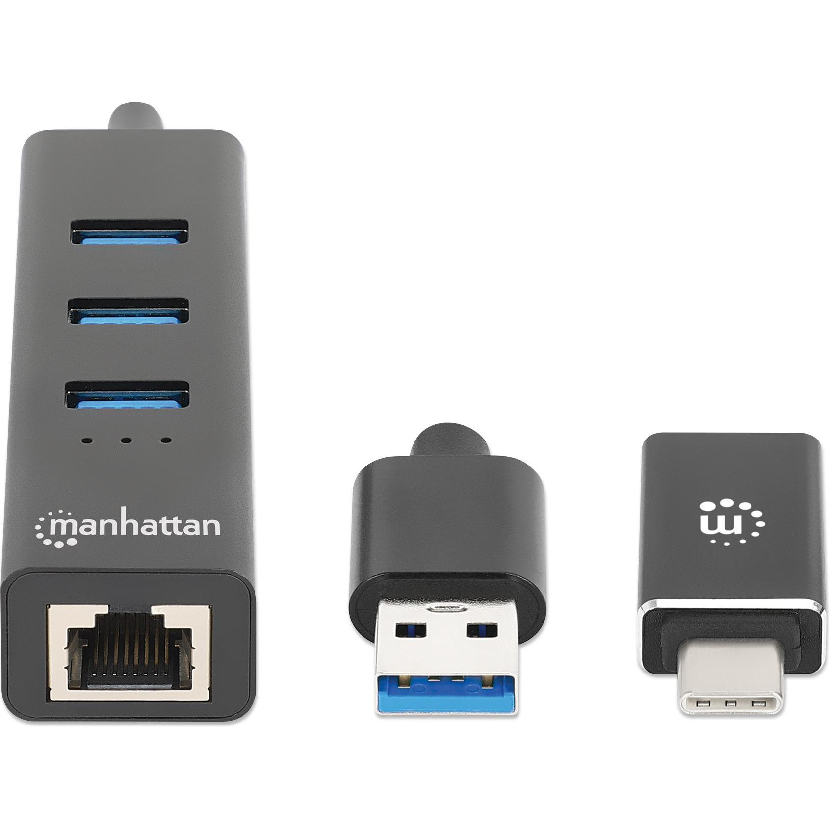 Thumbnail - Manhattan Kombo (USB-C, 4 Ports), Dockingstation + USB Hub, Schwarz